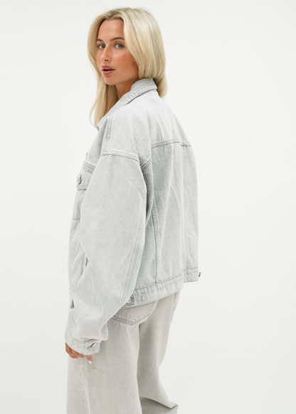 Oversized denim jacket light washed grey (tall)