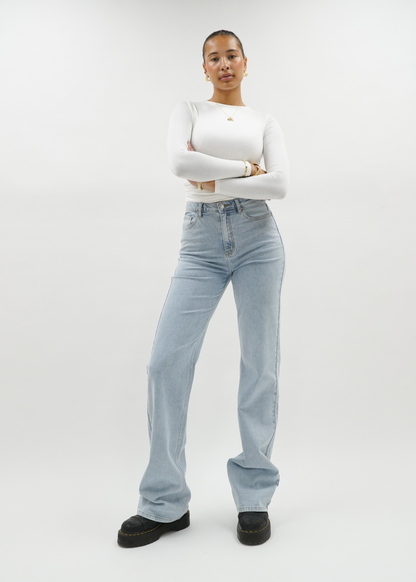High waist wide leg jeans light blue (tall)