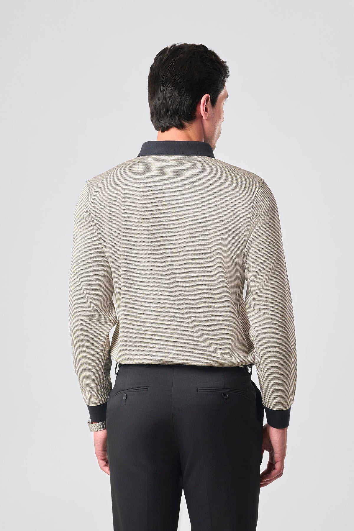 Classic Designer Full Sleeve Polo - Subtle Gold