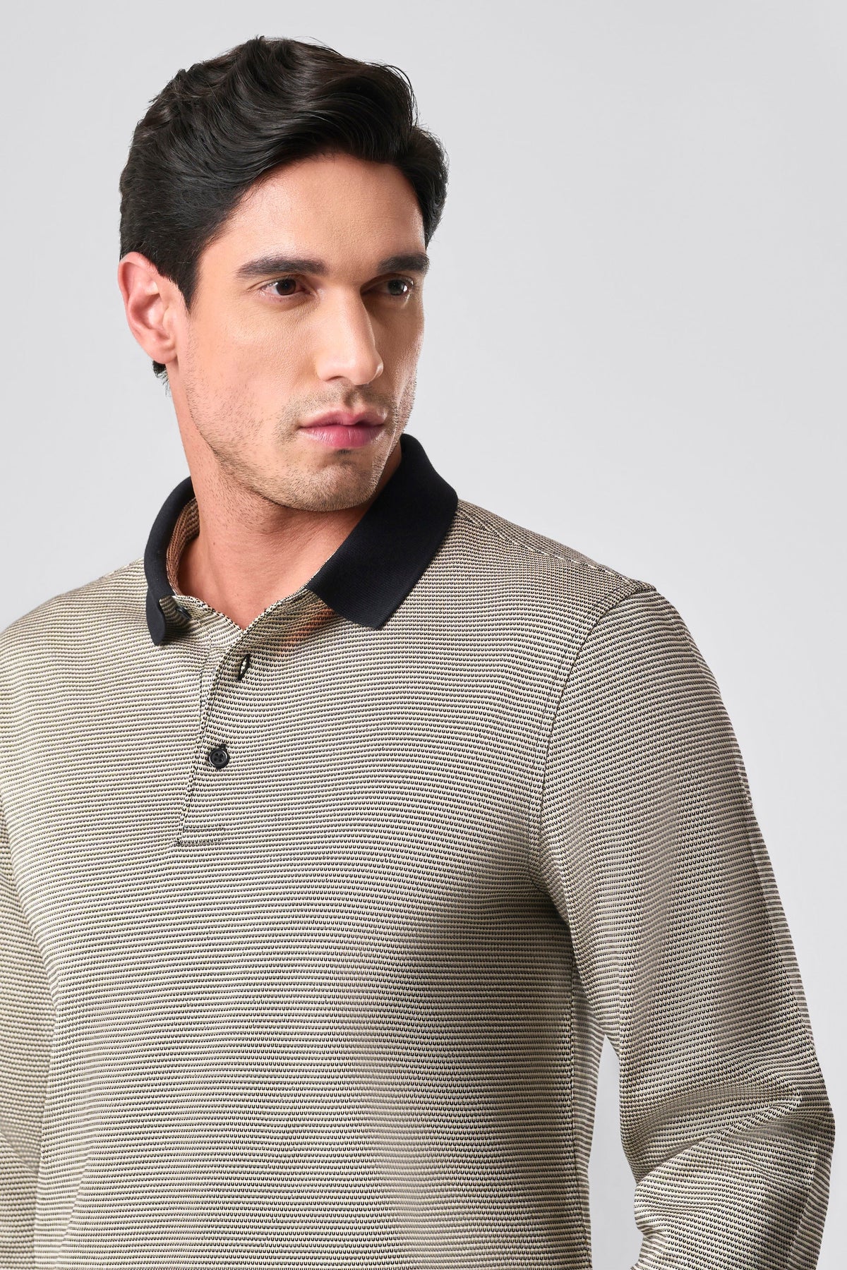 Classic Designer Full Sleeve Polo - Subtle Gold