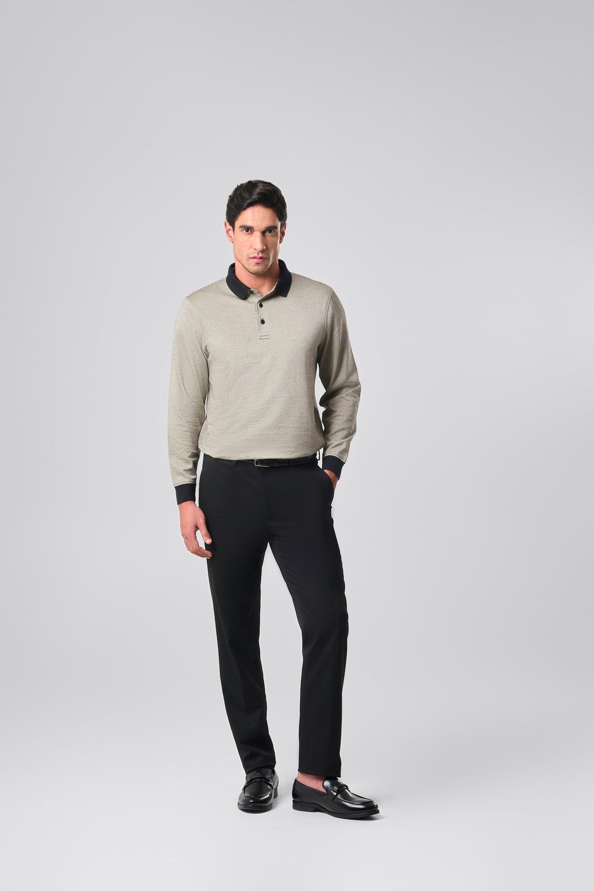 Classic Designer Full Sleeve Polo - Subtle Gold