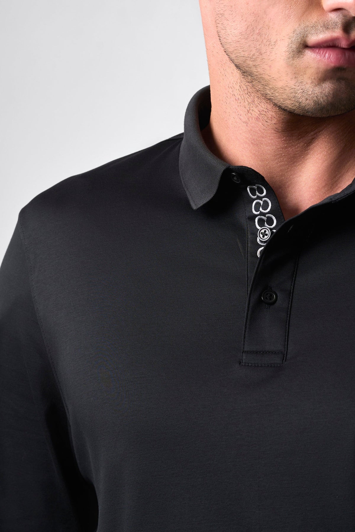 Designer Placket Full Sleeve - Black