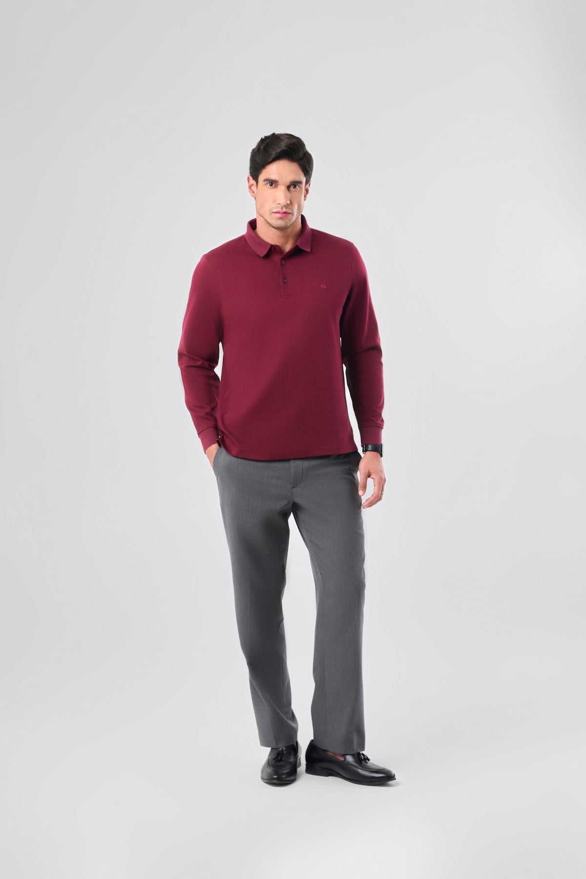 Vintage Full Sleeve Polo - DkMaroon