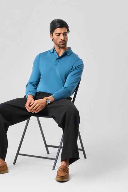 Executive Full Sleeve Polo -Imperial Blue