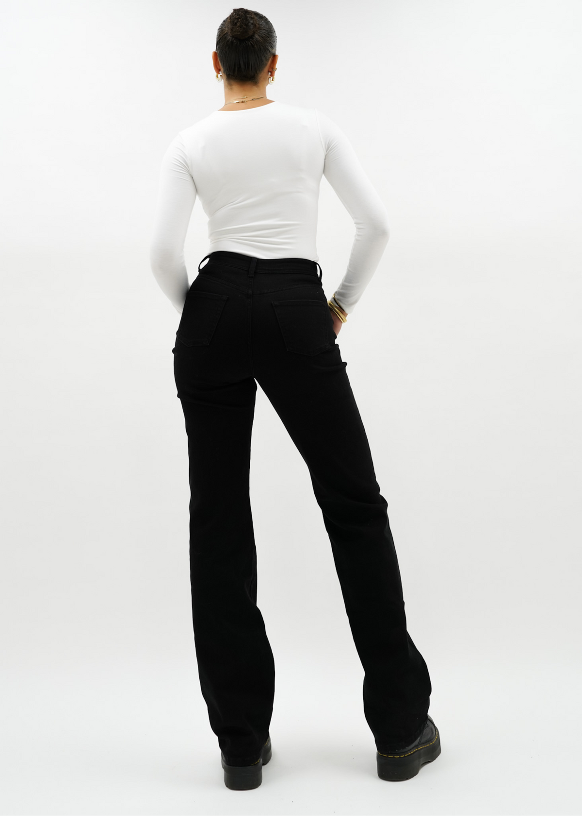 Stretch high waist straight leg jeans black (tall)