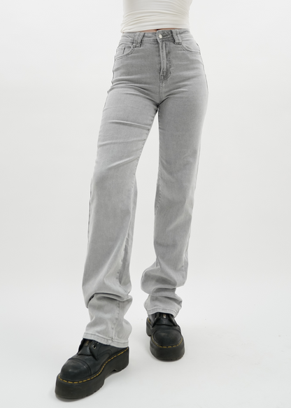 Stretch high waist straight leg jeans light grey (tall)