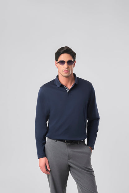 Designer Placket Full Sleeve - DKNavy
