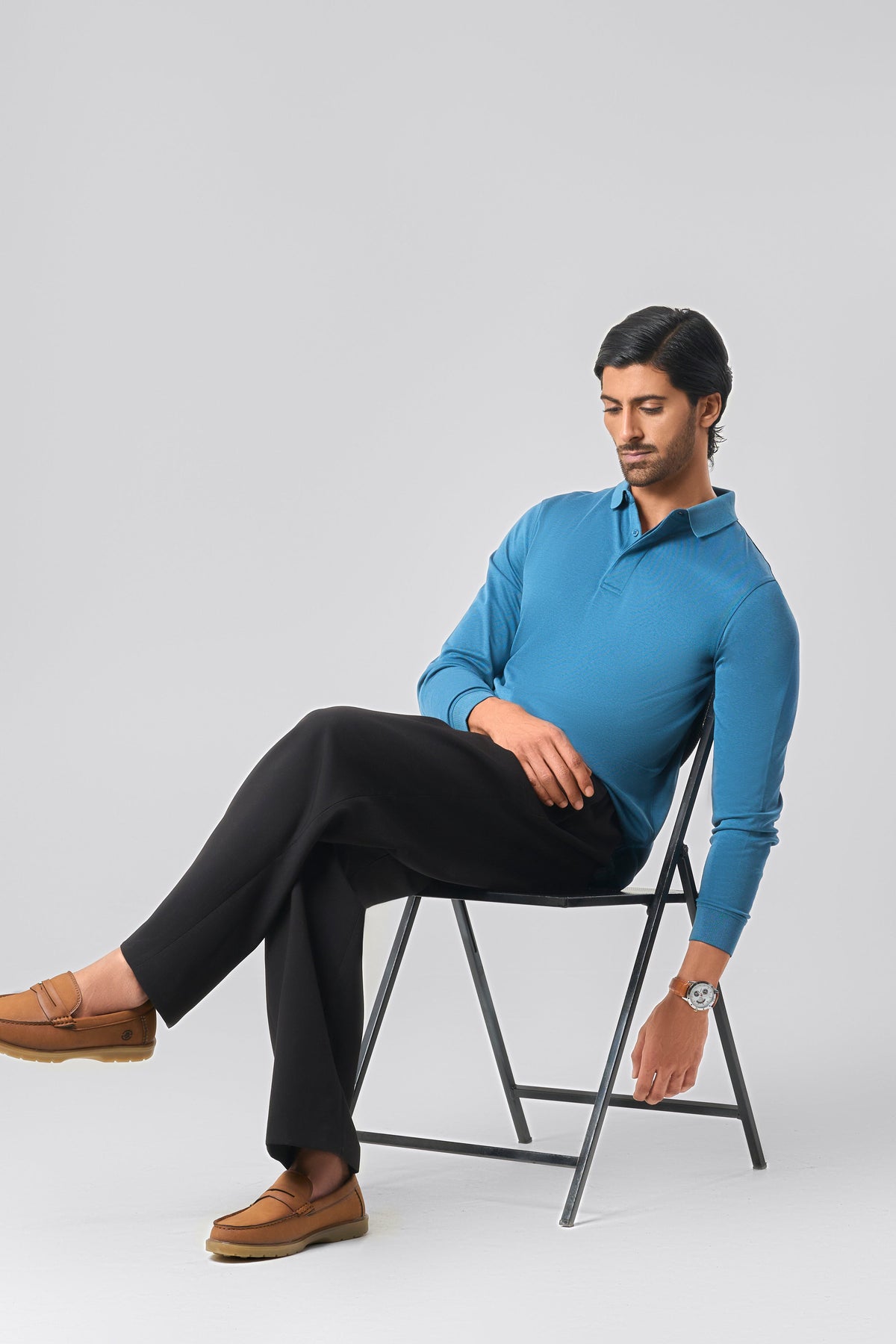 Executive Full Sleeve Polo -Imperial Blue