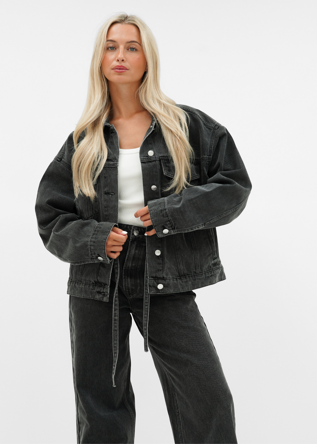 Oversized denim jacket dark washed grey (tall)