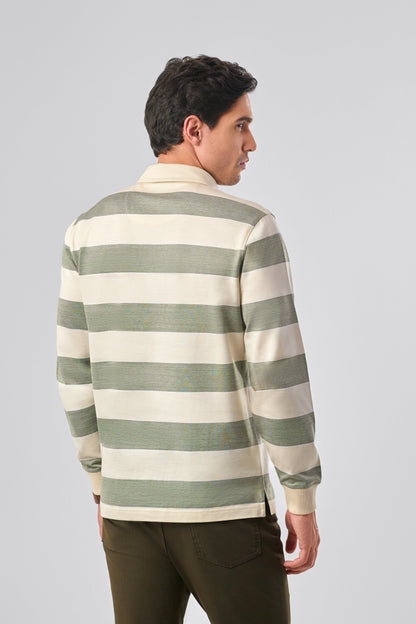 Classic Stripes Full Sleeve Polo - Off white