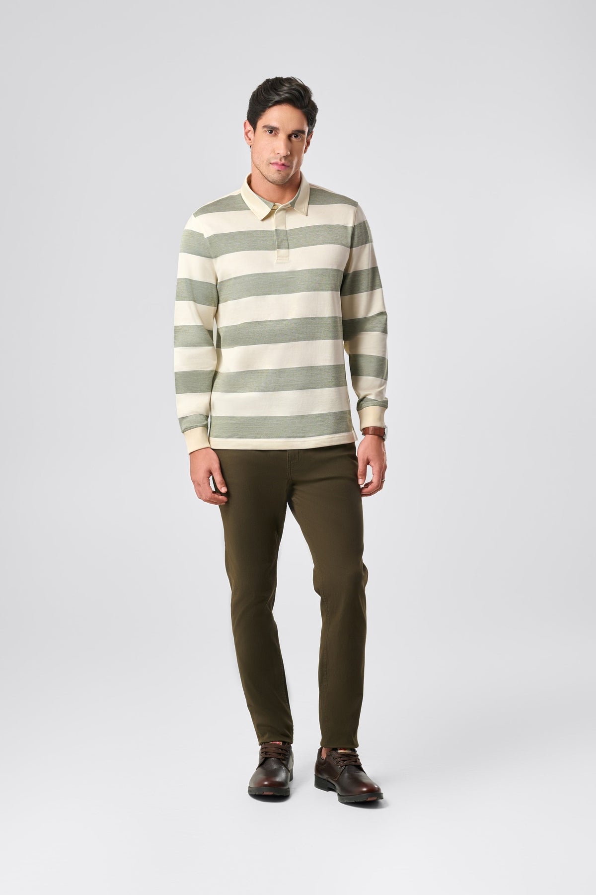 Classic Stripes Full Sleeve Polo - Off white