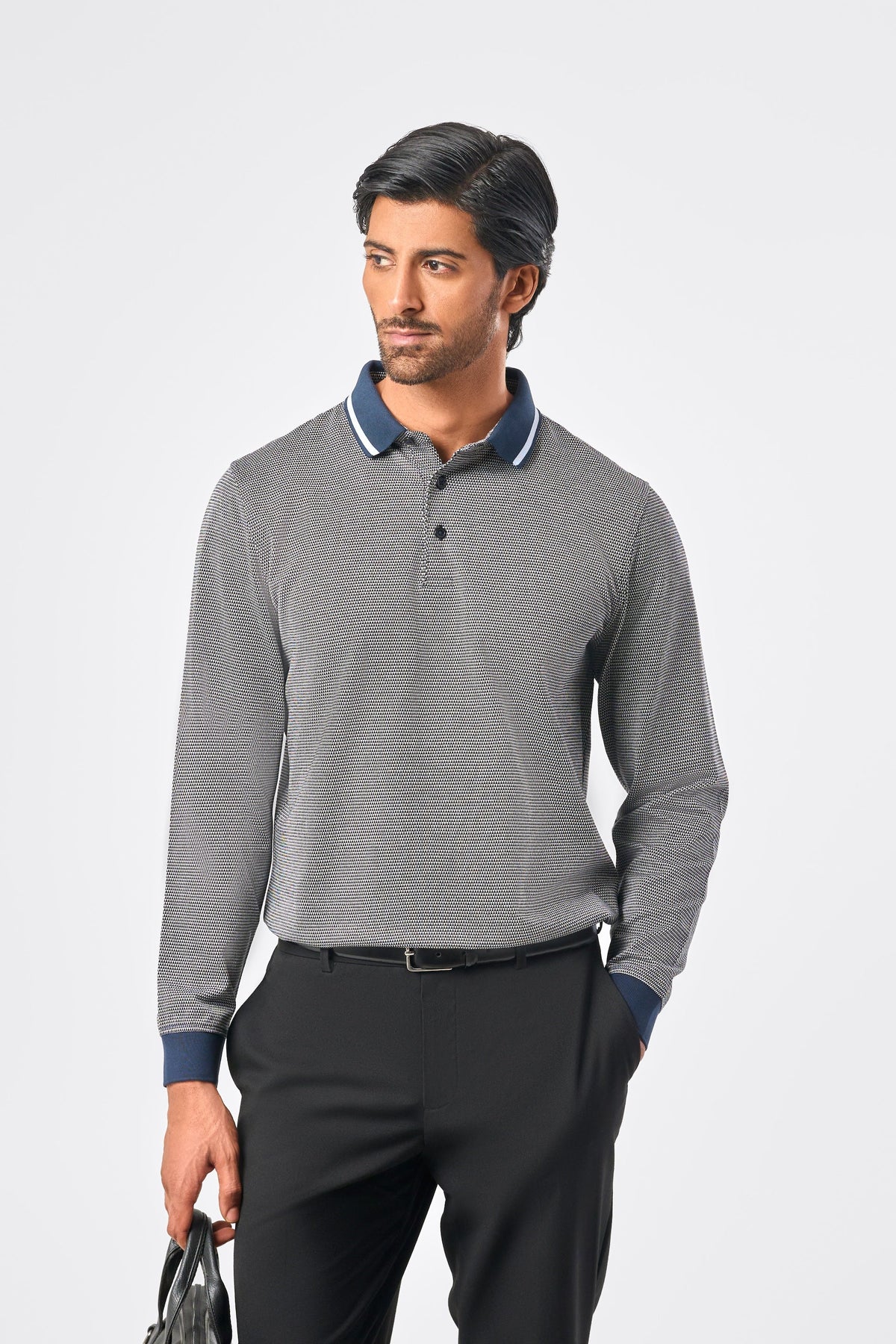 Classic Designer Full Sleeve Polo - DkNavy