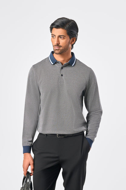 Classic Designer Full Sleeve Polo - DkNavy