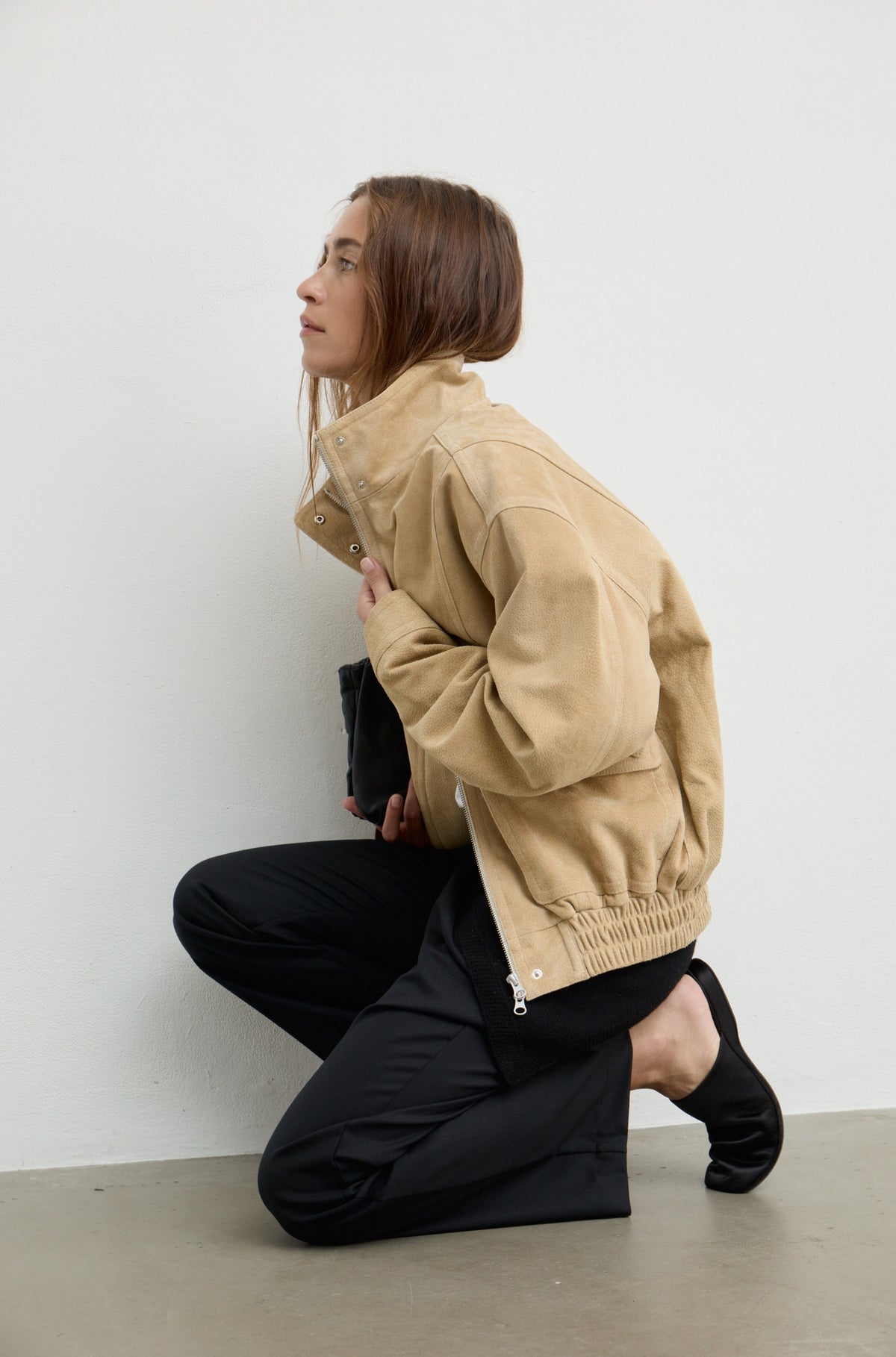High Neck Suede Jacket