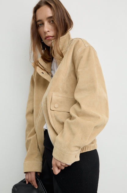 High Neck Suede Jacket