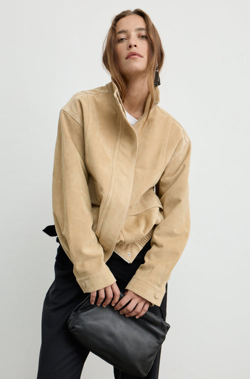 High Neck Suede Jacket